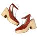 Free People Shoes | Free People Suede Open Toe Wood Platform Clogs Ankle Strap Rust 41 10 Spain Boho | Color: Orange/Red | Size: Eu 41 / Us 10