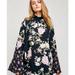 Free People Dresses | Free People Tate Tunic Floral Print Open Back Bell Sleeve Tunic Mini Dress | Color: Blue/Pink | Size: Xs