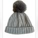 J. Crew Accessories | J Crew Ribbed Knit Beanie With Faux Fur Pom-Pom | Color: Gray | Size: Os