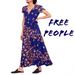 Free People Dresses | Free People Blue Floral Wrap Short Sleeve Maxi Dress Women’s M | Color: Blue/Orange | Size: M