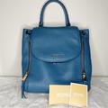 Michael Kors Bags | Like New Michael Kors Viv Blue Pebbled Leather Convertible Backpack | Color: Blue | Size: 12″W X 13″H X 4″D