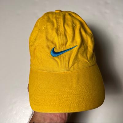 Nike Accessories | 031 - Nike Air Swoosh Embroidered Athletic Strap Back Cap Hat | Color: Blue/Yellow | Size: Os