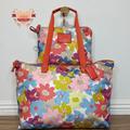 Coach Bags | Coach Floral Fabric-Nylon Bag & Snap Pouch | Color: Blue/Orange | Size: Bag:18’l X 12’h X 7’ W/Pouch:10’ L X 8’h