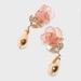 Zara Jewelry | Gold Plated Oversized Pink Floral Gold Earrings D3 | Color: Gold/Pink | Size: Oversized Large