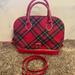 Dooney & Bourke Bags | Dooney & Bourke Red Tartan Satchel With Patent Leather And Gold | Color: Gold/Red | Size: Os