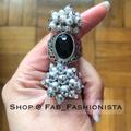 Zara Jewelry | Fashion Rings Pearl Beads Onyx Fashion Stone | Color: Black/Silver/White | Size: Os