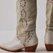 Free People Shoes | Free People Jaxon Ivory Suede Studded Western Boots 38 (7.5) | Color: Cream | Size: 7.5
