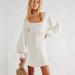 Free People Dresses | Free People Emmaline Sweater Dress Cutout Balloon Sleeve Cable Knit Ivory | Color: Cream/White | Size: L