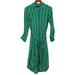 Anthropologie Dresses | Anthropologie Maeve Green Striped Shirt Dress Size 2 Belted Button Closure | Color: Green/White | Size: 2