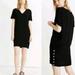 Madewell Dresses | Madewell Black V-Neck Dress With Side Buttons, Small | Color: Black | Size: S