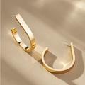 Anthropologie Jewelry | Anthropologie Square Teardrop Hoop Gold Earrings Nwt | Color: Gold | Size: 1.78"L, 0.22"W