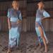 Free People Dresses | Free People Alyssa Wrap Dress Blue Tie-Dye Midi Dress Xs | Color: Blue/Gray | Size: Xs