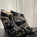 Michael Kors Shoes | Michael Kora Black Strappy Patent Leather Zip Up Heels 8.5 | Color: Black | Size: 8.5