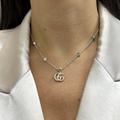 Gucci Jewelry | Gucci Double G Mother Of Pearl Necklace 925 Sterling Silver 17 Inches | Color: Blue/White | Size: Length: 17 Inches