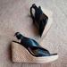 American Eagle Outfitters Shoes | American Eagle Wedges Size 7, Rope Design And Black Straps | Color: Black/Cream | Size: 7