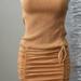 Free People Dresses | Free People, Katya Thermal Mini Bodycon Dress, Xs, Color: Golden Yellow, Nwt/New | Color: Brown/Tan | Size: Xs