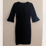 J. Crew Dresses | J.Crew Bell Sleeve Black Pints Sheath Dress Size 2tall | Color: Black | Size: 2tall