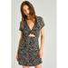 Free People Dresses | Free People Dress Marsaille Animal Print V Neck Mini Cut Out Nwt | Color: Black/Cream | Size: S