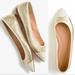 J. Crew Shoes | J. Crew Gemma Gold Metallic Cap Toe Flats Sz 7.5 Made In Italy | Color: Gold/White | Size: 7.5