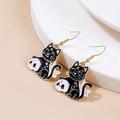 Urban Outfitters Jewelry | Gothic Fashion Halloween Gold Black Cat Dangled Fashion Earrings. | Color: Orange/White | Size: Os