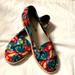 American Eagle Outfitters Shoes | American Eagle Ae Women’s Loafer Slide On Canvas Shoe Size 9, Navy Blue Floral | Color: Blue/Pink | Size: 9