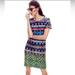 J. Crew Dresses | J. Crew Gemstone 100% Silk Geometric Print Short Sleeve Mini Shift Dress | Color: Blue/Green | Size: 4