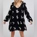 Free People Dresses | Free People: Austin Emma Black And Embroidered Flowers Gauzy Boho Mini Dress.Xs | Color: Black/White | Size: Xs