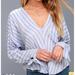 Free People Tops | Free People Morning Solid Blue And White Striped Long Sleeve Top Blouse Shirt Xs | Color: Blue/White | Size: Xs