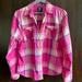 American Eagle Outfitters Tops | American Eagle Favorite Fit Pink Plaid Long Sleeve Button Down Shirt In Size Xl. | Color: Pink | Size: Xl