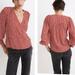 Madewell Tops | Madewell Kinston Side-Button Wrap Top In Park Picnic Size Xxs | Color: Red | Size: Xxs