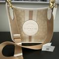 Coach Bags | Coach Dempsey Cross Body Signature Jacquard Stripe And Large Coach Patch Logo | Color: Cream/Tan | Size: Os