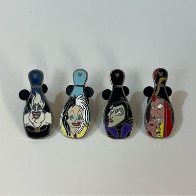 Disney Accessories | Disney Hidden Mickey Villain Bowling Pin Set Of Four | Color: Purple/Red | Size: Os