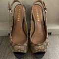 Coach Shoes | Coach Peep Toe Sling Back Shoes | Color: Brown/Tan | Size: 8