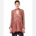 Free People Dresses | Free People Peach Pink Tell Tale Lace Long Sleeve Tunic Mini Dress M | Color: Pink | Size: M