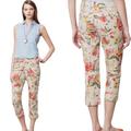 Anthropologie Pants & Jumpsuits | Anthropologie Hei Hei Floral Cargo Cropped Pants - 2 | Color: Cream/Orange | Size: 2