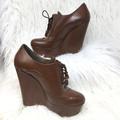 Gucci Shoes | Gucci Oxford Platform Wedge Heels Lace Up W/ Tassels Brown Size 38 Us 8 Read | Color: Brown | Size: 8