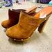 Gucci Shoes | Gucci Wood Platform,Suede,High Heel Clogs | Color: Brown/Tan | Size: 8.5