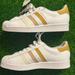 Adidas Shoes | Adidas Originals Superstar Hp5500 White Khaki Leather Skate Ddjj62 Men’s 9/9.5 | Color: Gold/White | Size: Various