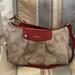 Coach Bags | Authentic Coach Ashley Dotted Optic Art Beige Canvas Orange/Red Leather Purse | Color: Red/Tan | Size: Os