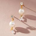 Anthropologie Jewelry | Anthropologie Embellished Pearl Drop Earrings | Color: Gold | Size: Os