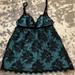 Victoria's Secret Intimates & Sleepwear | Black And Teal Lace Babydoll Very Sexy By Victoria Secret Small (Top Only) | Color: Black/Blue | Size: S