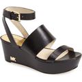 Michael Kors Shoes | Michael Kors - Black Leather Wedge Platform Sandal - Size 5.5 - Worn Once | Color: Black/Gold | Size: 5.5