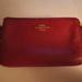 Coach Bags | Coach Red Pebble Leather Double Zipper Wristlet, Front Logo With Tag Charm | Color: Red | Size: Small