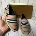 Burberry Shoes | Burberry Alport Icon Striped Espadrille Flat Beige Multi Sz 36.5 / 6.5 | Color: Tan | Size: 6.5