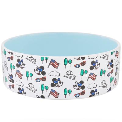 Disney Dog | Disney Mickey Mouse Americana Non-Skid Ceramic Dog & Cat Bowl | Color: White | Size: 5 Cups