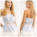 Free People Tops | Free People Tellin You Satin Light Blue White Lace Strapless Peplum Tube Top | Color: Blue/White | Size: S
