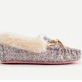 J. Crew Shoes | J.Crew Kids Lodge Moccasin In Rainbow Blue Glitter | Color: Blue/Gold | Size: 4bb