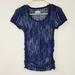 Athleta Tops | Athleta Workout Stretchy Bodycon Navy Blue Ikat Pure Ruched Short Sleeve Tee S | Color: Blue | Size: S