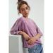 Anthropologie Tops | Anthropologie Pilcro Washed Waffle Top Purple Thermal Tee Balloon 3/4 Sleeve | Color: Purple | Size: Xs