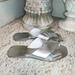 Anthropologie Shoes | Anthropologie Seychelles Silver Metallic Leather Criss-Cross Slide Sandals | Color: Silver | Size: 7.5